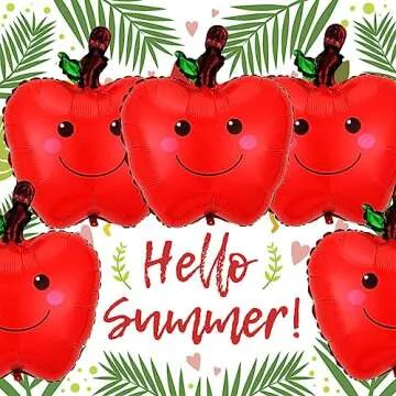 HADCKJA 5Pcs Apple Fruit Balloons Fruit Themed Balloons Apple Foil Balloon Party for Fruit Apple Theme Decoration Fruit Balloons Summer Party Themed Decorations Hawaiian Party