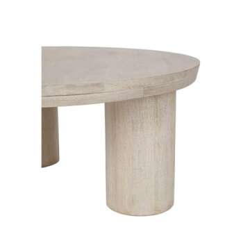 Kosas Home Beau 40x40 Round Mahogany Wood Coffee Table in Sand Brown