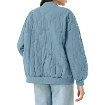 Yousify Womens Puffer Jackets Oversized Warm Coats with Pockets Fashion Cozy Quilted Jacket Baby Blue S