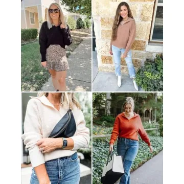 ZESICA Women's Comfy V Neck Ribbed Knit Casual Sweater