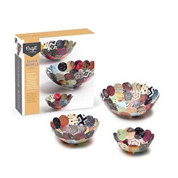 Craft Crush Paper Bowls Craft Kit - Creates 3 DIY Decorative Bowls Easy-to-Make Colorful Bowls for S...