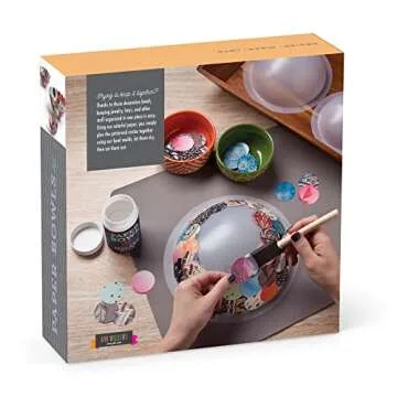 Craft Crush Paper Bowls Craft Kit - Creates 3 DIY Decorative Bowls Easy-to-Make Colorful Bowls for Small Items, Desk Organization - Includes Glue & Foam Applicator - Paper Craft Kit for Ages 13 & up