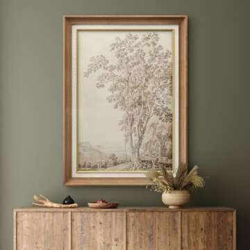 SIGNWIN Premium Frame Art Classic Tree Branches and Foliage Illustrations Fine Art Traditional Iconic for Living Room, Bedroom, Office - 26"x36" Natural