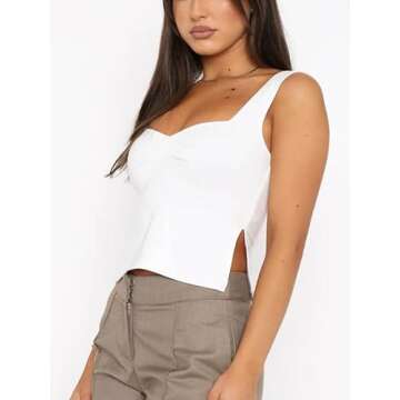 Womens Cute Going Out Crop Tank Top Sweetheart Neckline Backless Sexy Y2K Party Tops for Women Summer Clothes Basic Clothing, White S
