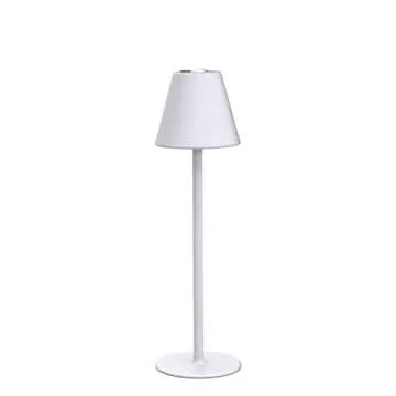 Timjorman Modern LED Cordless Table Lamp, 4000mAh Rechargeable Battery, 3 Level Brightness Night Light, Metal Shell, Minimalist Design, for Couples Dinner/Coffee Table/Restaurant/Bedroom, White
