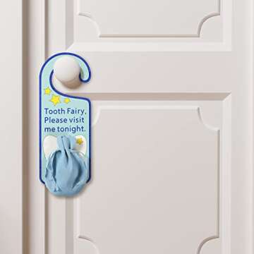 Qunclay Tooth Fairy Tooth Holder Tooth Fairy Door Hanger Bag Tooth Fairy Baby Teeth Keepsake Container for Lost Teeth Kids Boys Girl Milk Teeth Encourage Gift(Cool Style)