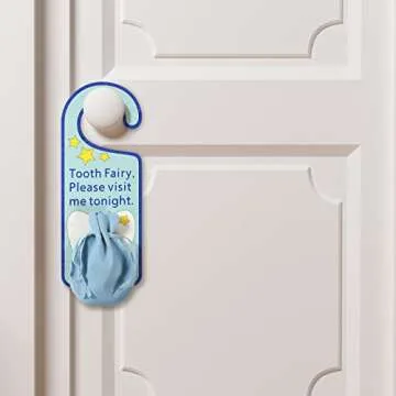 Qunclay Tooth Fairy Tooth Holder Tooth Fairy Door Hanger Bag Tooth Fairy Baby Teeth Keepsake Container for Lost Teeth Kids Boys Girl Milk Teeth Encourage Gift(Cool Style)