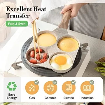 CAROTE 4-Cup Nonstick Granite Egg Pan - Ideal for Quick Meals