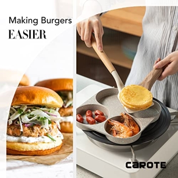 CAROTE 4-Cup Nonstick Granite Egg Pan - Ideal for Quick Meals