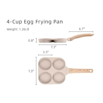 CAROTE 4-Cup Nonstick Granite Egg Pan - Ideal for Quick Meals