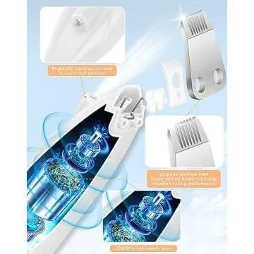 LEYOUFU Dog Clippers for Grooming, Cordless Dog Grooming Kit for Small Dogs with LED Light, Rechargeable Low Noise Cat Hair Trimmer for Grooming Pet Hair Around Paws, Eyes, Ears, Face, Rump (White)