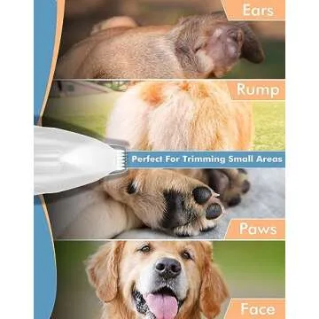 LEYOUFU Dog Clippers for Grooming, Cordless Dog Grooming Kit for Small Dogs with LED Light, Rechargeable Low Noise Cat Hair Trimmer for Grooming Pet Hair Around Paws, Eyes, Ears, Face, Rump (White)