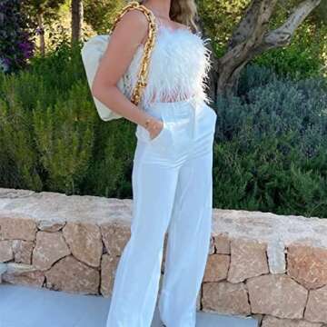 Stylish ZGMYC Women’s Feather Crop Top for Parties