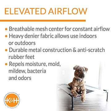 K&H Pet Products Original Pet Cot Elevated Dog Cot Bed Chocolate/Black Mesh Medium 25 X 32 X 7 Inches