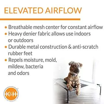 K&H Pet Products Original Pet Cot Elevated Dog Cot Bed Chocolate/Black Mesh Medium 25 X 32 X 7 Inches