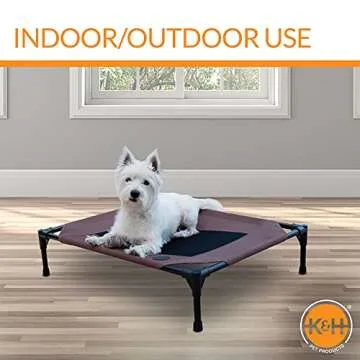 K&H Pet Products Original Pet Cot Elevated Dog Cot Bed Chocolate/Black Mesh Medium 25 X 32 X 7 Inches