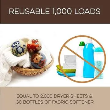 Fluff Ewes Wool Dryer Balls 3 Pack for Soft, Static-Free Laundry