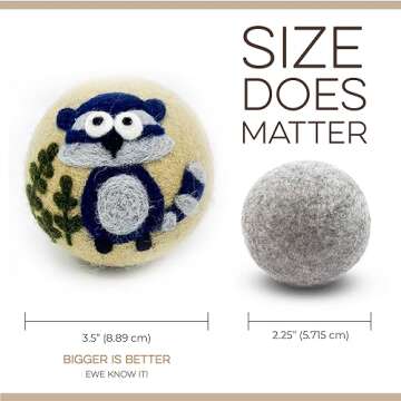 Fluff Ewes Wool Dryer Balls 3 Pack for Soft, Static-Free Laundry