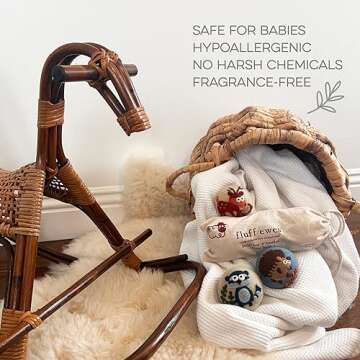 Fluff Ewes Wool Dryer Balls 3 Pack for Soft, Static-Free Laundry