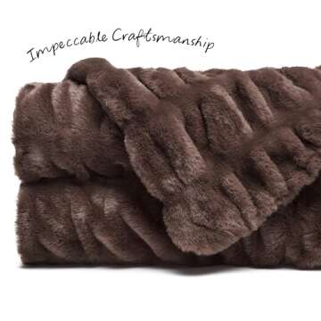 Chanasya Premium Ruched Faux Fur Throw Blanket - Luxurious Design