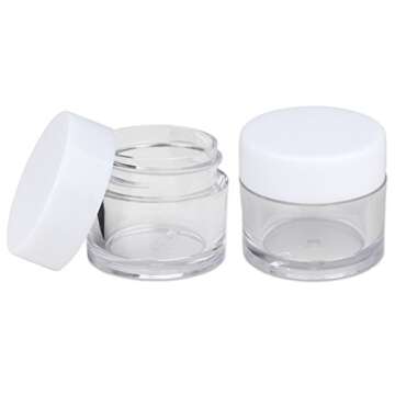 Beauticom High-Graded 7 Grams/7 ML (Quantity: 12 Packs) Thick Wall Crystal Clear Plastic Leak-Proof Jars Container with White Lids for Cosmetic, Lip Balm, Lip Gloss, Creams, Lotions, Liquids