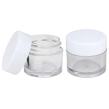 Beauticom High-Graded 7 Grams/7 ML (Quantity: 12 Packs) Thick Wall Crystal Clear Plastic Leak-Proof Jars Container with White Lids for Cosmetic, Lip Balm, Lip Gloss, Creams, Lotions, Liquids