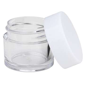 Beauticom High-Graded 7 Grams/7 ML (Quantity: 12 Packs) Thick Wall Crystal Clear Plastic Leak-Proof Jars Container with White Lids for Cosmetic, Lip Balm, Lip Gloss, Creams, Lotions, Liquids