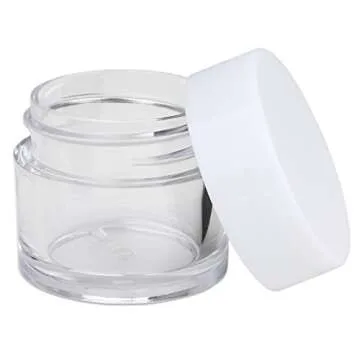 Beauticom High-Graded 7 Grams/7 ML (Quantity: 12 Packs) Thick Wall Crystal Clear Plastic Leak-Proof Jars Container with White Lids for Cosmetic, Lip Balm, Lip Gloss, Creams, Lotions, Liquids