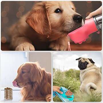 SVTEOKO Dog Water Bottle, Leak Proof Portable Puppy Water Dispenser with Drinking Feeder for Pets Outdoor Walking, Hiking, Travel, Food Grade Plastic, BPA Free