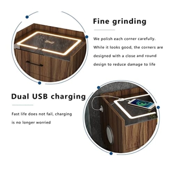 Smart LED Nightstand with Bluetooth Speaker and Charging