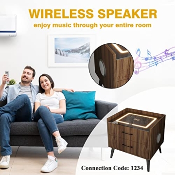 Smart LED Nightstand with Bluetooth Speaker and Charging