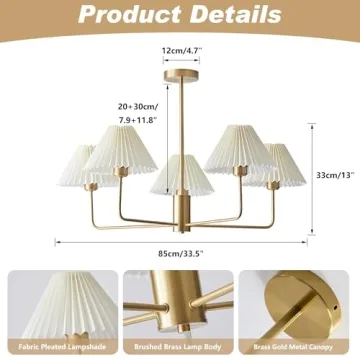 Stylish KCO Lighting 5-Lights Mid Century Modern Chandelier