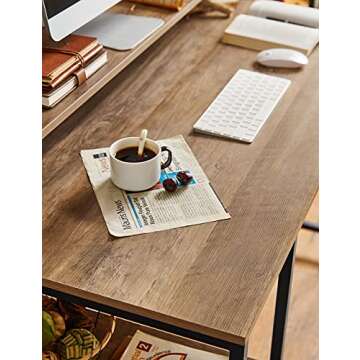 LINSY HOME 47 Inch Computer Desk with Monitor Stand