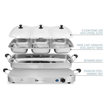 Elite Gourmet Triple Tray Buffet Server 7.5 Qt