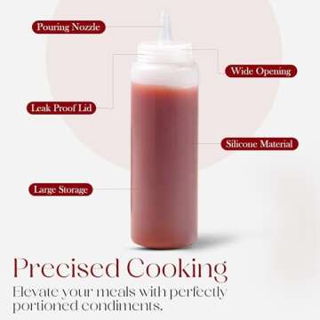 6-Pack Condiment Squeeze Bottles for Sauces - Includes Funnel, Erasable Marker & Reusable Labels, Perfect for Salad Dressings, Liquids, and Ketchup, Durable Plastic 12 oz Bottles