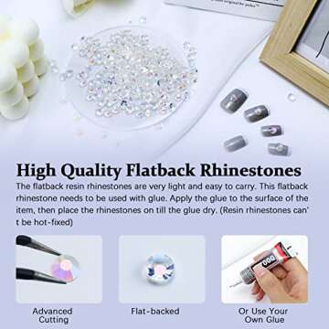 Briskbloom 3000PCS 2mm Resin Flatback Rhinestone, Transparent Clear AB Color Flatback Jelly Resin Rh...