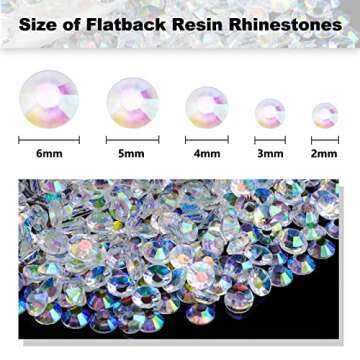 Briskbloom 3000PCS 2mm Resin Flatback Rhinestone, Transparent Clear AB Color Flatback Jelly Resin Rhinestones for Mugs, Bottles, Tumblers, Craft Decoration, Loose Bling Glitter Diamond Stone