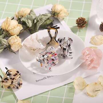 Hair Claw Clips for Women Girls, Funtopia 6 Pack 2.2 Inch Tortoise Barrettes Acrylic Hair Jaw Clips Clamp Celluloid Leopard Print Hair Clips for Thin Hair (Medium Size, Assorted Color)