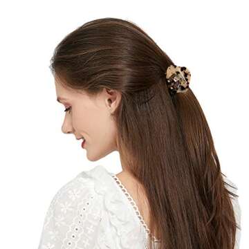 Hair Claw Clips for Women Girls, Funtopia 6 Pack 2.2 Inch Tortoise Barrettes Acrylic Hair Jaw Clips Clamp Celluloid Leopard Print Hair Clips for Thin Hair (Medium Size, Assorted Color)