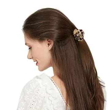 Hair Claw Clips for Women Girls, Funtopia 6 Pack 2.2 Inch Tortoise Barrettes Acrylic Hair Jaw Clips Clamp Celluloid Leopard Print Hair Clips for Thin Hair (Medium Size, Assorted Color)