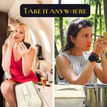 Travel Makeup Bag, Cosmetic Bag For Travel | Travel Toiletry Bag For Makeup, Brushes, & Much More | Two-Way Zipper, Compartments For Organization, Waterproof (10x7x4in, Brown Leather) (brown)