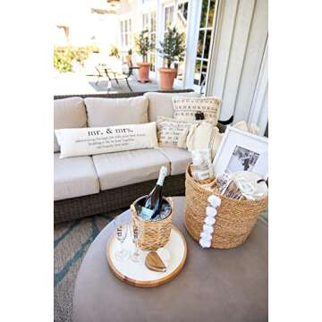 Mud Pie Wood and Marble Heart Coasters, Natural/White, 4.25" x 3.85"