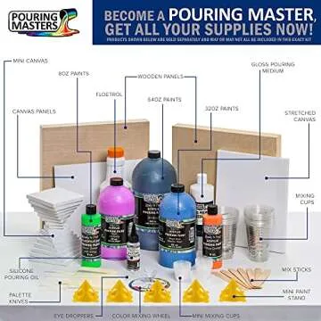 Pouring Masters Blue/Gold Iridescent Special Effects Pouring Paint - 8 Ounce Bottle - Acrylic Ready to Pour Pre-Mixed Water Based for Canvas, Wood, Paper, Crafts, Tile, Rocks and More
