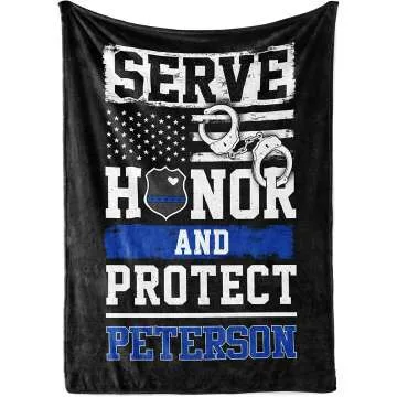 Personalized Police Officer Blanket with Name