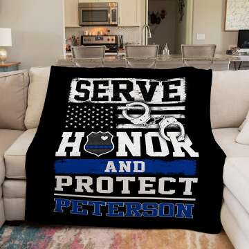 Personalized Police Officer Blanket with Name
