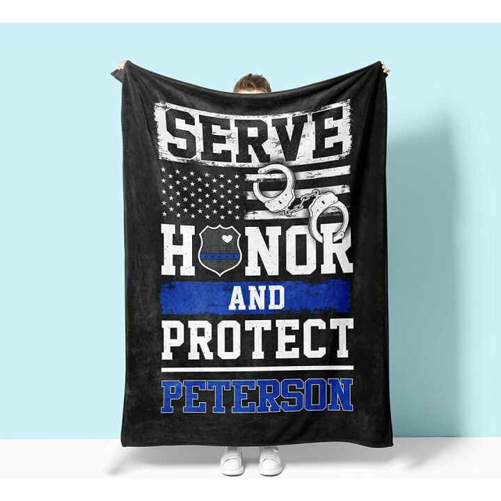 Personalized Police Officer Blanket with Name