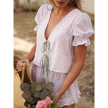 Bowanadacles Women 2 Piece Y2k Plaid Pajamas Set