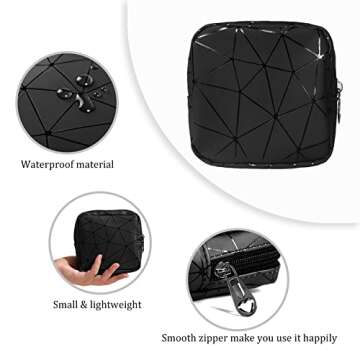 OWTING Sanitary Napkin Storage Bag,Menstrual Cup Pouch,Girls Travel Geometric Stitching Small Makeup...