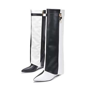 Cape Robbin Women's Wedge Boots Knee High Fold Over Stylish Design Valeri-5