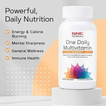 GNC Women's One Daily Multivitamin - Energy & Metabolism| Supports Increased Energy, Performance, Focus, Metabolism, and Cardiovascular Health | Daily Supplement for Women| 60 Caplets